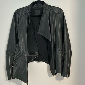 Trouvé Drape Collar Leather Jacket